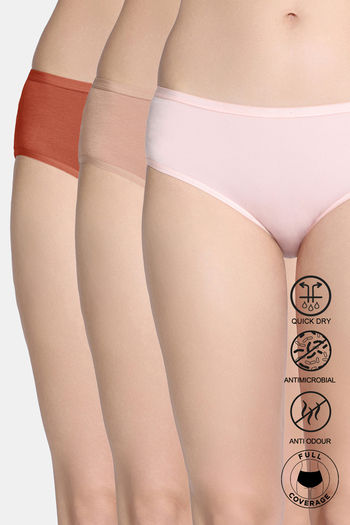 Buy Zivame Bamboo Breeze Low Rise Full Coverage Hipster Panty (Pack of 3) - Multicolor